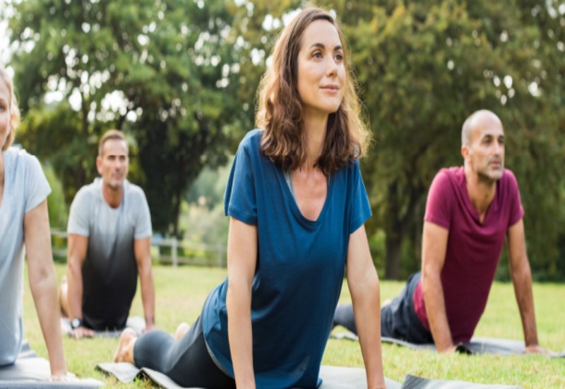 Group of people doing exercise in outdoor