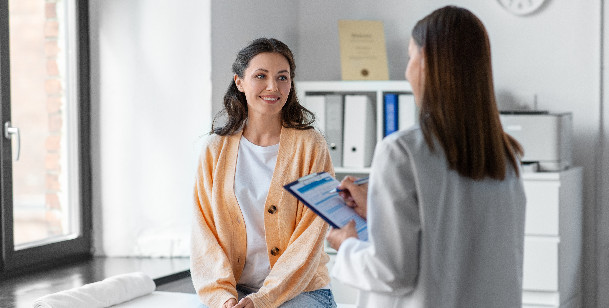 Woman talking to a doctor