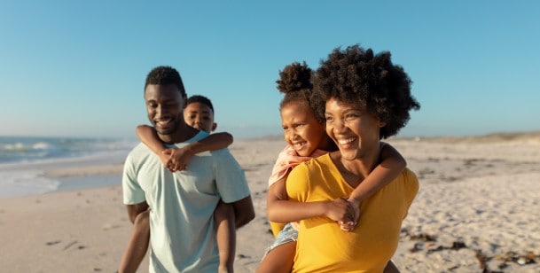 family on the beach