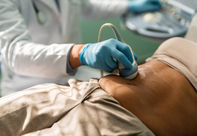 abdomen undergoing an ultrasound for cancer in a Houston, TX emergency room