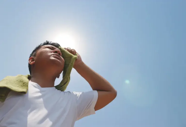 A young man suffers from heat stroke in Houston, TX